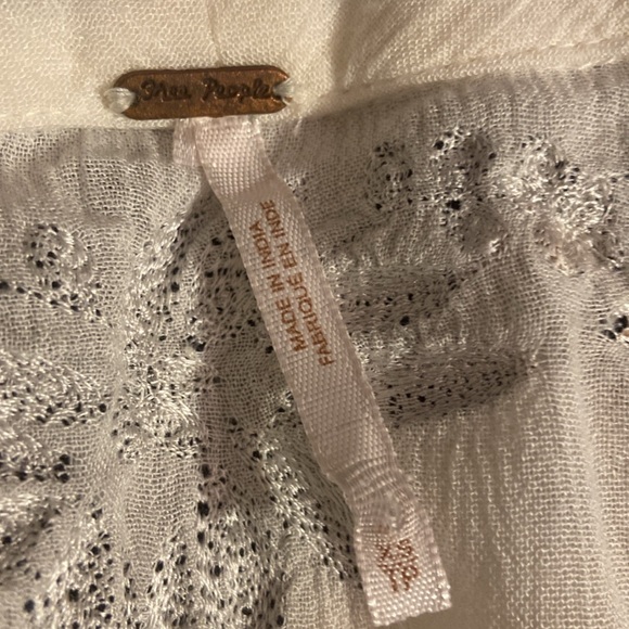 FREE PEOPLE Fable midi Boho XS White Rayon Black Floral Embroidered Dress - Picture 6 of 8